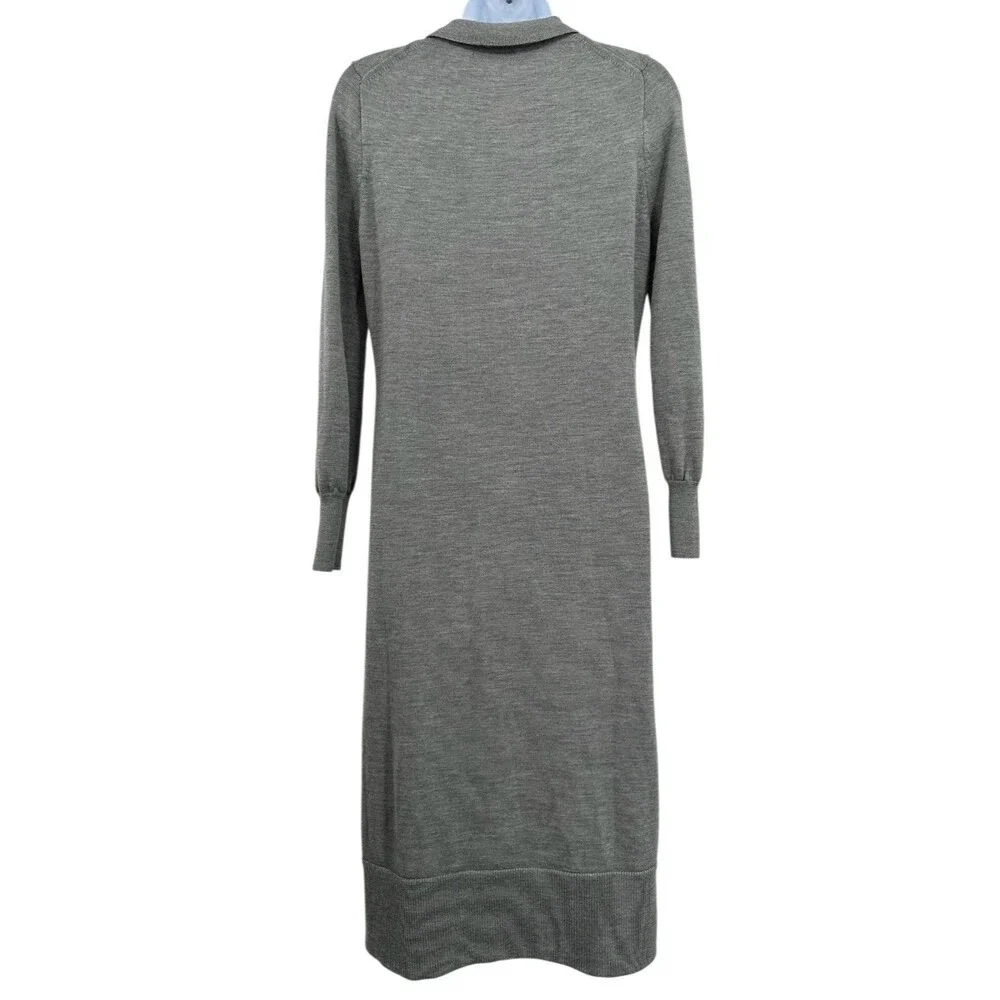J.CREW Midi Sweater Dress Gray Merino Wool Long Sleeve Collared Women's XSmall